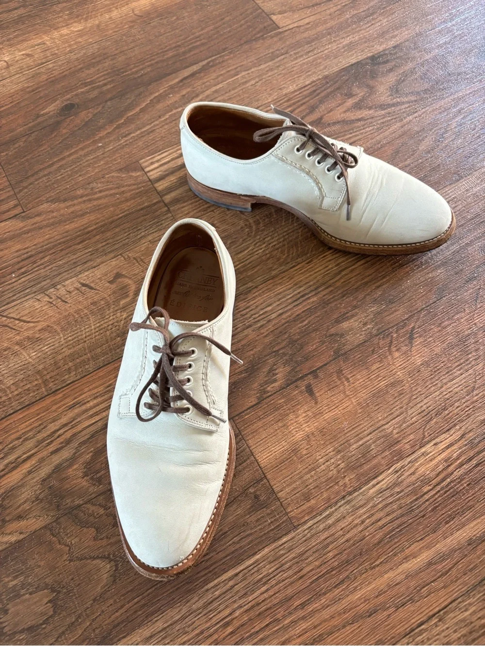 CHEANEY for EDIFICE Made in England White Buck Derby Shoes 7.5